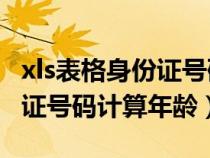 xls表格身份證號碼計(jì)算年齡（excel表格身份證號碼計(jì)算年齡）