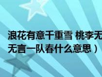 浪花有意千重雪 桃李無言一隊春全詩（浪花有意千里雪桃花無言一隊春什么意思）