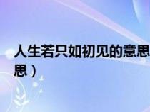 人生若只如初見的意思下一句是什么（人生若只如初見的意思）