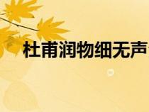杜甫潤物細(xì)無聲全詩（潤物細(xì)無聲全詩）